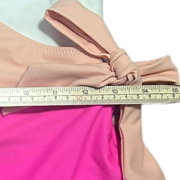 SweatyRocks Colorblock One Piece Swimsuit Size M Wrap Tie Waist Pink Barbiecore - Picture 8 of 9